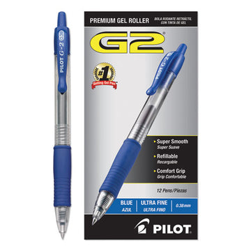 Pilot® G2 Premium Gel Pen Convenience Pack, Retractable, Extra-fine 0.38 Mm, Blue Ink, Clear-blue Barrel, Dozen freeshipping - TVN Wholesale